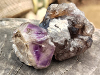 Natural Smokey Window Amethyst Crystals x 12 From Chiredzi, Zimbabwe