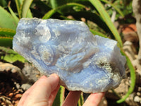 Natural Blue Lace Agate Geode Specimens x 2 From Malawi