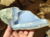 Natural Blue Lace Agate Geode Specimens x 2 From Malawi