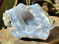 Natural Blue Lace Agate Geode Specimens x 2 From Malawi