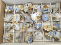 Natural Blue Lace Agate Geode Specimens x 24 From Malawi