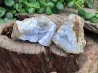 Natural Blue Lace Agate Geode Specimens x 24 From Malawi