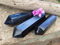 Polished Black Tourmaline Double Terminated Points x 3 From Madagascar