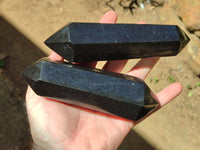 Polished Black Tourmaline Double Terminated Points x 3 From Madagascar