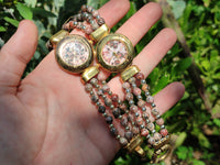 Polished Vintage La Fon Watch with Snakeskin Jasper Beads - Sold Per Item - From South Africa