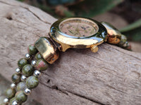 Polished Vintage La Fon Watch with Unakite Beads - Sold Per Item - From South Africa