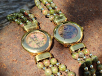 Polished Vintage La Fon Watch with Unakite Beads - Sold Per Item - From South Africa