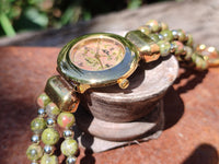 Polished Vintage La Fon Watch with Unakite Beads - Sold Per Item - From South Africa