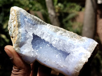 Natural Blue Lace Agate Geode Specimens x 3 From Malawi