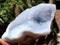 Natural Blue Lace Agate Geode Specimens x 3 From Malawi