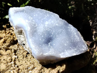 Natural Blue Lace Agate Geode Specimens x 3 From Malawi