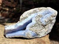 Natural Blue Lace Agate Geode Specimens x 3 From Malawi