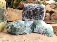 Natural Watermelon Fluorite Cobbed Specimens x 6 From Uis, Namibia