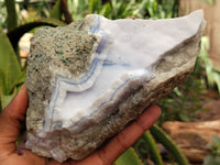 Natural Blue Lace Agate Geode Specimens x 3 From Malawi