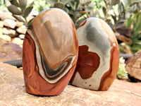 Polished Polychrome Jasper Standing Free Forms x 3 From Mahajanga, Madagascar