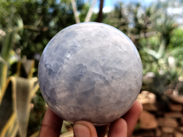 Polished Blue Calcite Spheres x 2 From Madagascar