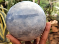 Polished Blue Calcite Spheres x 2 From Madagascar