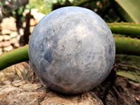 Polished Blue Calcite Spheres x 2 From Madagascar