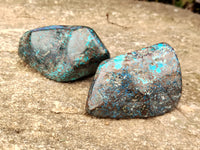 Polished Shattuckite with Azurite and Chrysocolla Free Forms x 7 From Congo