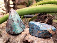 Polished Shattuckite with Azurite and Chrysocolla Free Forms x 7 From Congo