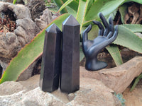 Polished Black Basalt Points x 4 From Antsirabe, Madagascar