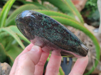 Polished Ruby Corundum In Chrome Verdite Standing Free Forms x 3 From Zimbabwe