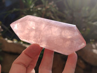 Polished Double Terminated Rose Quartz Points x 6 From Ambatondrazaka, Madagascar