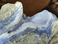 Natural Blue Lace Agate Geode With Amethyst x 1 From Malawi