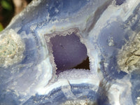 Natural Blue Lace Agate Geode With Amethyst x 1 From Malawi