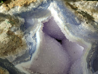 Natural Blue Lace Agate Geode With Amethyst x 1 From Malawi