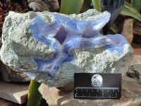 Natural Blue Lace Agate Geode With Amethyst x 1 From Malawi