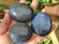 Polished Lazulite Palm Stones x 12 From Madagascar