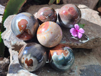 Polished Polychrome Jasper Spheres x 6 From Mahajanga, Madagascar