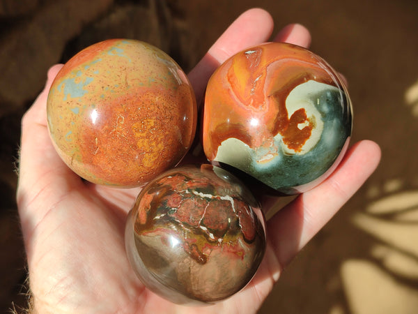 Polished Polychrome Jasper Spheres x 6 From Mahajanga, Madagascar