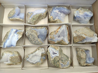 Natural Blue Lace Agate Geode Specimens x 12 From Nsanje, Malawi