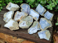 Natural Blue Lace Agate Geode Specimens x 12 From Nsanje, Malawi