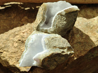 Natural Blue Lace Agate Geode Specimens x 12 From Nsanje, Malawi