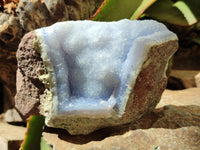 Natural Blue Lace Agate Geode Specimens x 2 From Nsanje, Malawi