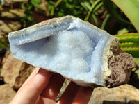 Natural Blue Lace Agate Geode Specimens x 2 From Nsanje, Malawi