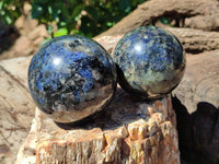 Polished Iolite Water Sapphire Spheres x 2 From Madagascar