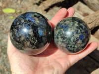 Polished Iolite Water Sapphire Spheres x 2 From Madagascar