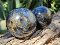 Polished Iolite Water Sapphire Spheres x 2 From Madagascar