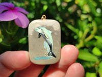 Polished Polychrome Jasper Pendant with Hand Painted Dolphin - sold per item - From Madagascar