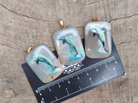 Polished Polychrome Jasper Pendant with Hand Painted Dolphin - sold per item - From Madagascar