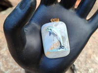 Polished Polychrome Jasper Pendant with Hand Painted Dolphin - sold per item - From Madagascar