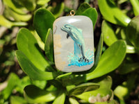 Polished Polychrome Jasper Pendant with Hand Painted Dolphin - sold per item - From Madagascar