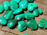 Polished Banded Flower Malachite Pendant Hearts - Sold Per Item - From Congo