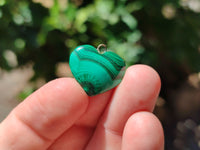 Polished Banded Flower Malachite Pendant Hearts - Sold Per Item - From Congo