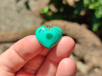 Polished Banded Flower Malachite Pendant Hearts - Sold Per Item - From Congo