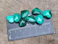 Polished Banded Flower Malachite Pendant Hearts - Sold Per Item - From Congo